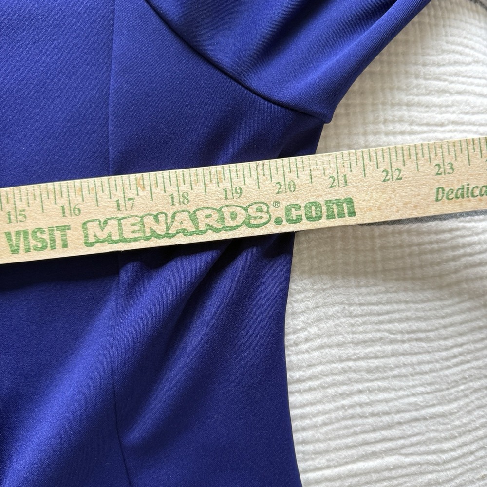 IC by Connie-K Womens L Cobalt Scuba Shift Dress Asymmetrical Buckle VTG 90s USA - Picture 9 of 11